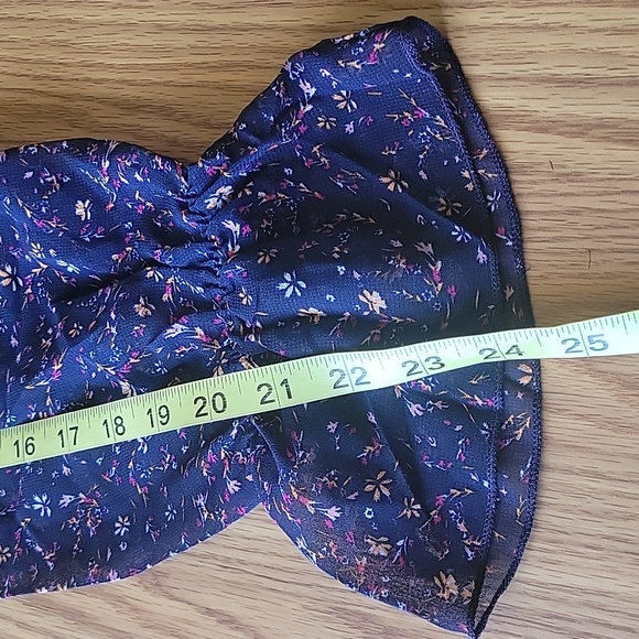 Boheewohee midi cowlneck raffle dress size large navy blue pink yellow - Picture 15 of 16